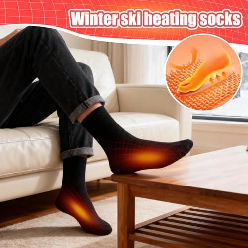 Heated Socks for Men, 10000mAh 5V Battery Heating Foot Warmer, Winter Skiing Electric Heated Socks, Breathable Sports Toe Heater Sock, for Elderly Outdoor Hiking Work Skating Riding Fishing Walking — view 2
