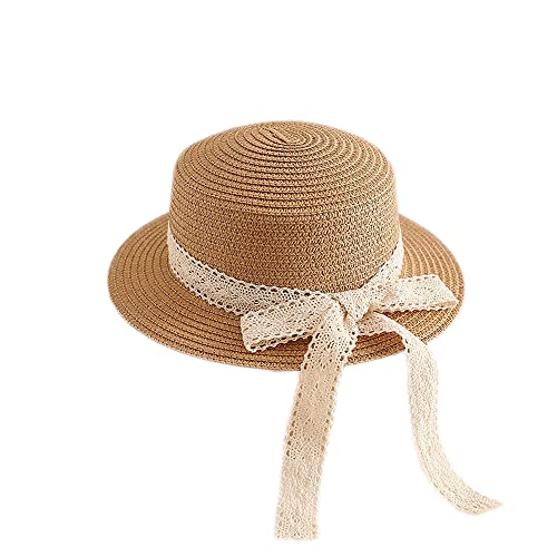 Little Girl Kids Breathable Summer Straw Hat Foldable UV Protection Bowknot Wide Brim Floppy Beach Sun Visor Hats