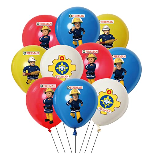 Feuerwehrmann Sam Geburtstagsdeko -XRHOT 16 Pcs Feuerwehrmann ballon 12 Zoll Latex Ballons Geburtstag Luftballons für Rettung Themen Party Cover