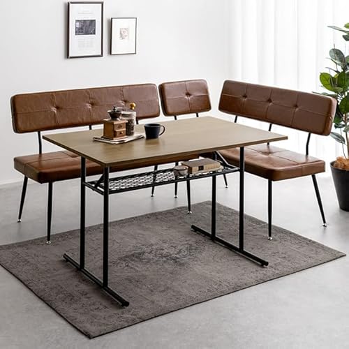 エア・リゾーム ダイニングテーブルセット 4人用 おしゃれ ダイニングソファーセット ダイニングセット 食卓テーブルセット ダイニングベンチ HOWARD(ハワード) ベンチ・テーブル3点セット ブラウン