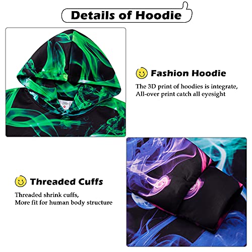 Lovekider Kids Novelty Hoodies Pullover 11 12 13 Years Old Fashion Sports Sweatshirts For Teen Boys 3D Colorful Smoke Hoodie With Big Pocket #TOP3