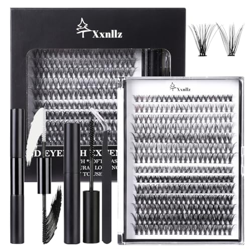 Lash Clusters Cluster Eyelash Extensions: Lashes Individual Lash Clusters Kit 280 PCS Eyelashes Natural 9-16mm Curl Eyelash Clusters with Lash Glue for Beginner Beauty (30D+40D)
