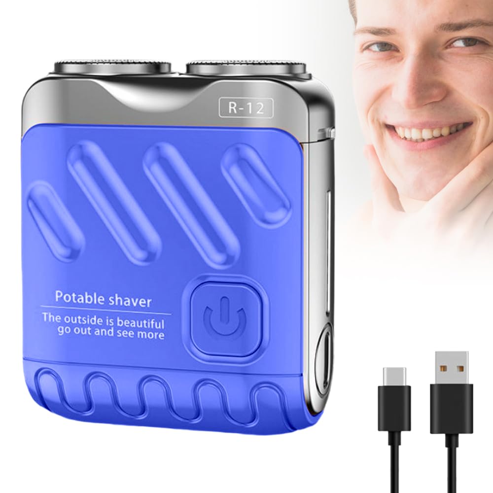 Portable Rotary Dual Ring Electric Shaver 2026 Upgrade Waterproof Mini Electric Explosive Shaver Rechargeable One-Button Long Lasting Electric