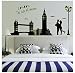 Bling2Bling DIY Fluorescent Wall Sticker Fashionable Living Room/Bedroom Wall Decals Romantic Lovers in London Bridge