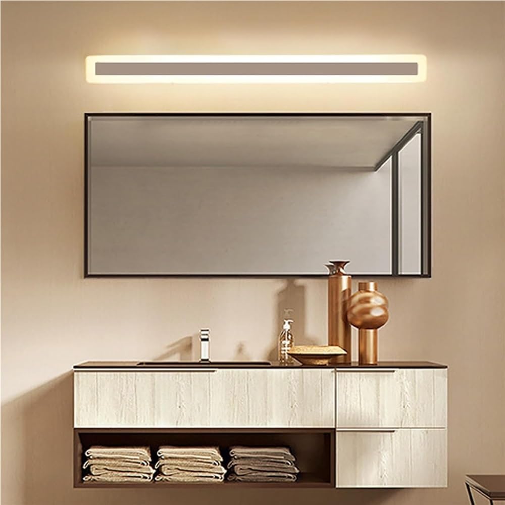 HCZKIUJY Modern Waterproof Bathroom Wall Sconce - Acrylic Vanity Light - Long Strip Indoor Wall Lamp for Bedroom & Bathroom (Whitewarm Light-100cm)