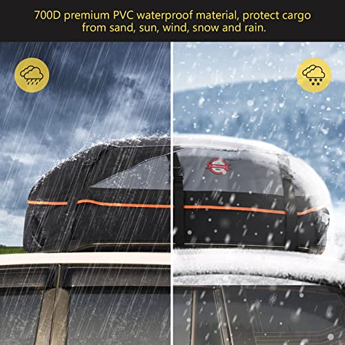 Sailnovo Rooftop Cargo Carrier, Car Roof Bag 21 Cubic Feet Waterproof Car Top Carrier Vehicle Softshell Rooftop Carriers, For All Cars With/Without Rack With 6 Door Hooks, Anti-Slip Mat & Storage Bag #TOP1
