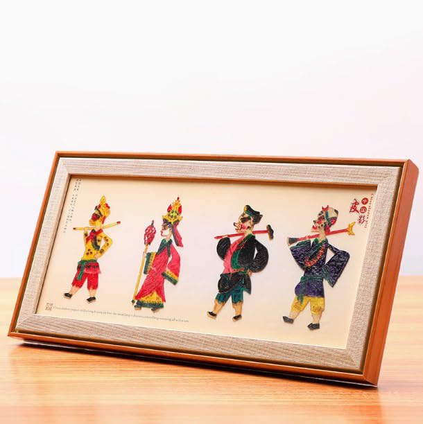 中国非物質文化遺産 皮影戲 アジアンインテリア 手作り鏡框アート 龍鳳呈祥/三国/生旦净丑/侍女楽器/西遊記 ギフト・部屋飾りに最適｜伝統工芸品 (西遊記)