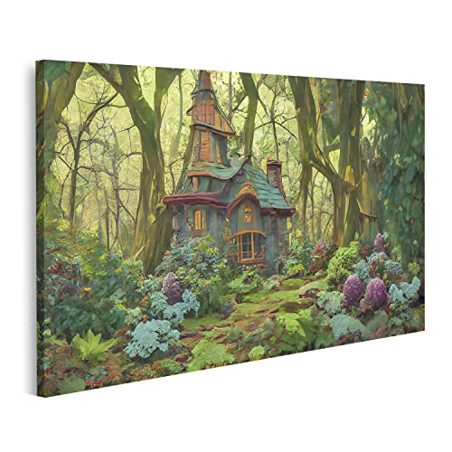 islandburner Tableau sur toile Fantasy Maison de conte de fées Forêt Images murales Poster