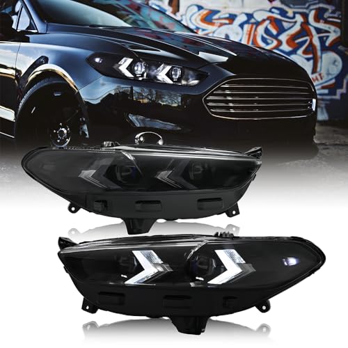 letsdate Projector Headlights Compatible with 2nd Gen(CD4) Fusion Sedan 2013-2016 Factory Halogen Only w/Dynamic Animation w/Amber Switchback Turn Signal No Need Bulbs Regular Style
