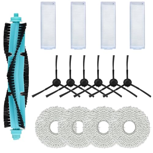 MIRTUX Pack de Accesorios Compatible con Robot Aspirador Cecotec Conga 11090 - Kit de Recambios Completos - Incluye 1 Cepillo Principal, 4 Filtros, 6 Cepillos Laterales y 4 Mopas