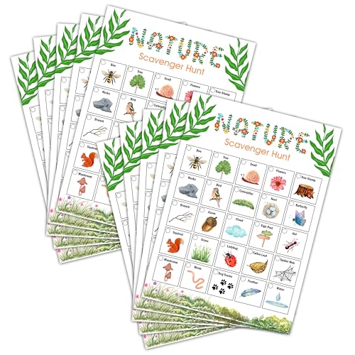 Nature Scavenger Hunt Game, Camping Treasure Hunt Party Games Cards, Birthday Activities for Adults, Holiday Hunt for Family and Friends, Spring Scavenger Hunt Party Supplies Decorations (25 Pack)-02