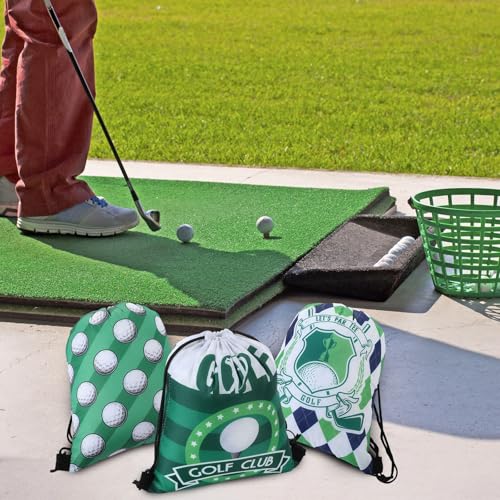 Image of Honoson 16 Pcs Golf Drawstring Backpack Golf Themed Goodie Bags Gift Bags Drawstring Backpack Sports Party Favors Snack for Sports Team Birthday Party Supplies