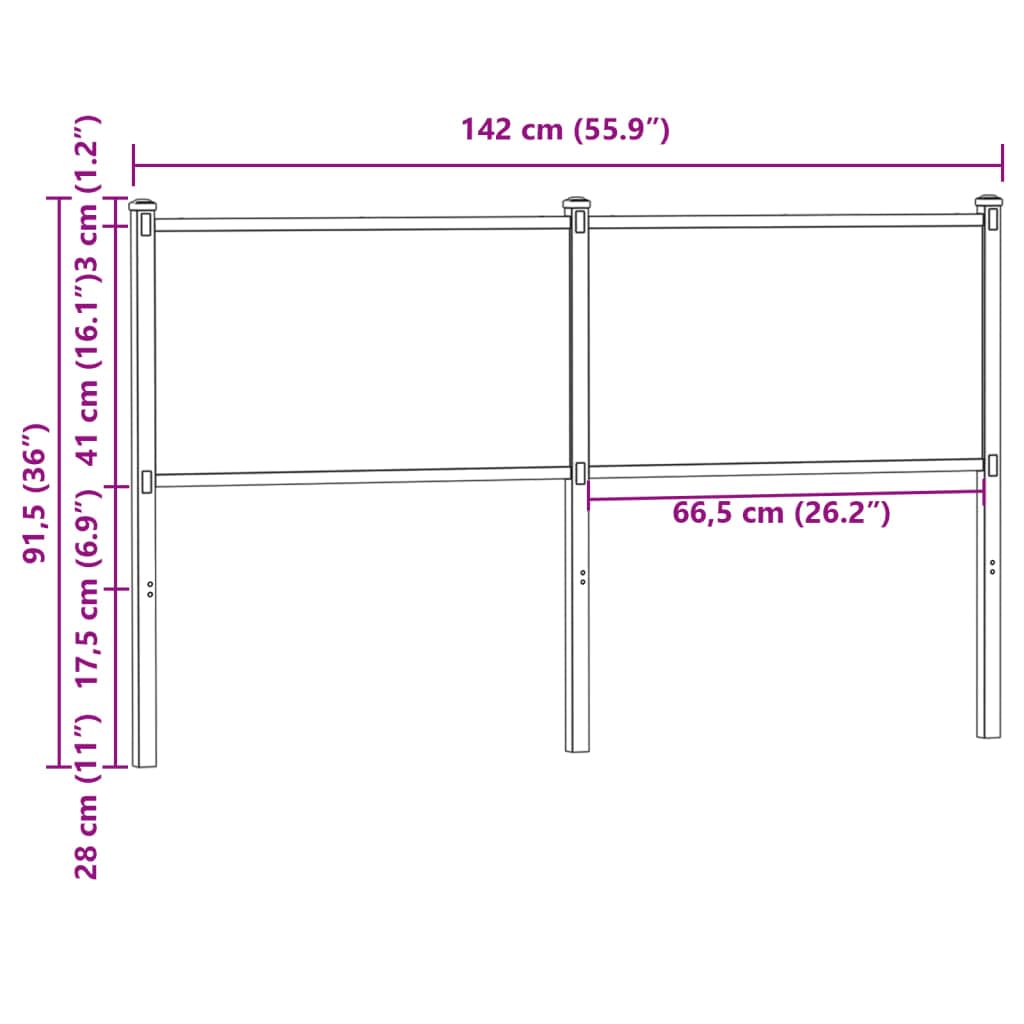 vidaXL Testiera di Ricambio Rovere Marrone 135 cm in Legno Multistrato e Acciaio, Testata, Testata Letto, Testata Doppio, testiera Letto