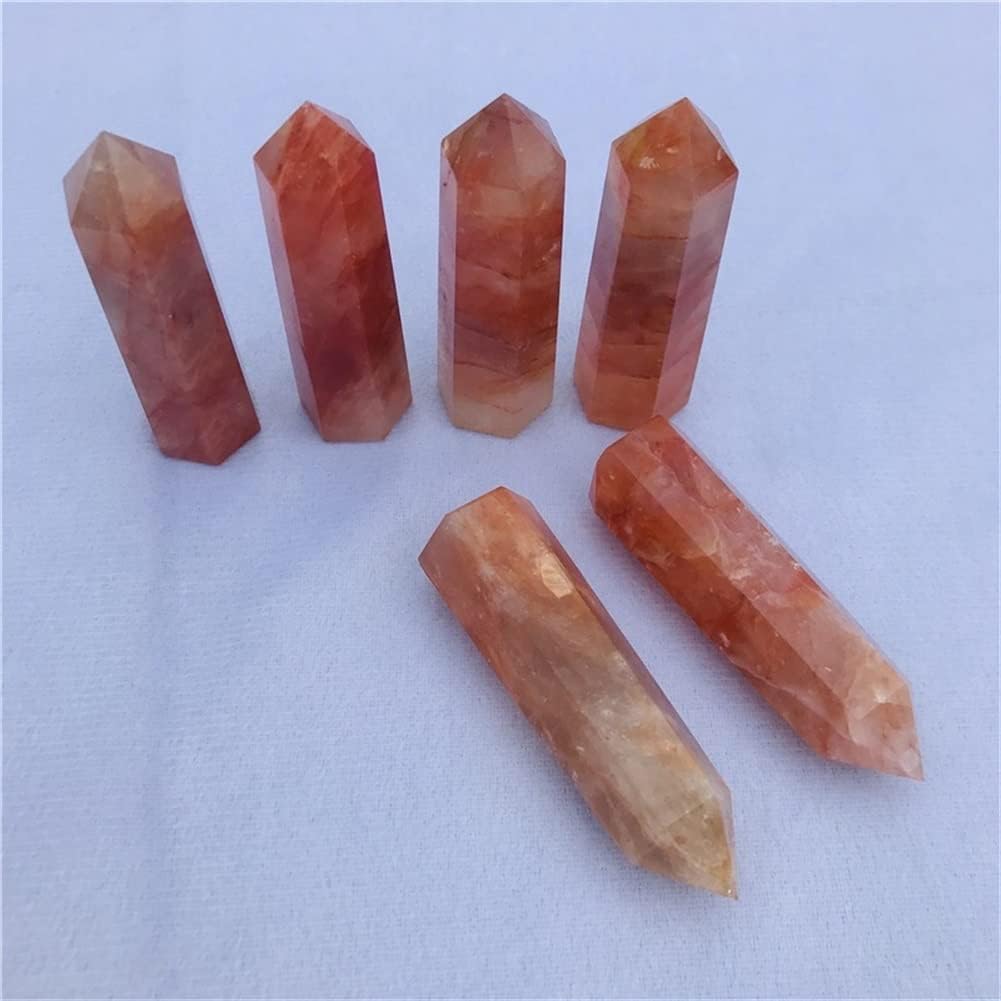 Quartz Decoration 1PC Natural Healing Crystal red Glue Flower Stone Tower Point can be Used for Home Decoration (Size : 9-10CM)