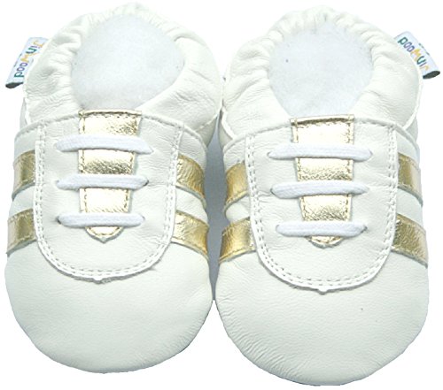Leather Baby Soft Sole Shoes Boy Girl Infant Children Kid Toddler Crib First Walk Gift Sport White (12-18month, White)