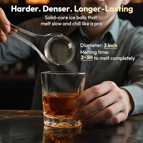 Image of 2'' Clear Ice Ball Maker - 4 Ice Spheres in 35min, 144 pcs /Day, Auto&Manual Fill, Fast Round Ice Machine with LCD Touch Panel, Self-Cleaning, Home & Bar Maker for Whiskey Bourborn Gift