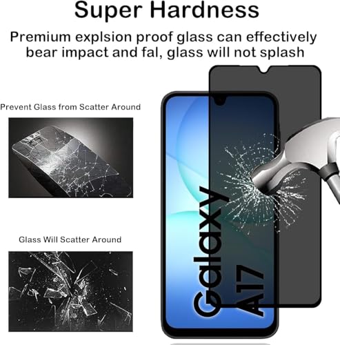 Image of ZARALA Privacy Screen Protector for Samsung Galaxy A17, Galaxy M17, M36, F36 and Galaxy F17 Fingerprint is Not Working Anti-Spy Tempered Glass Film, 9H Hardness, Anti Scratch, Bubble-Free, Anti-Spy Screen Protector