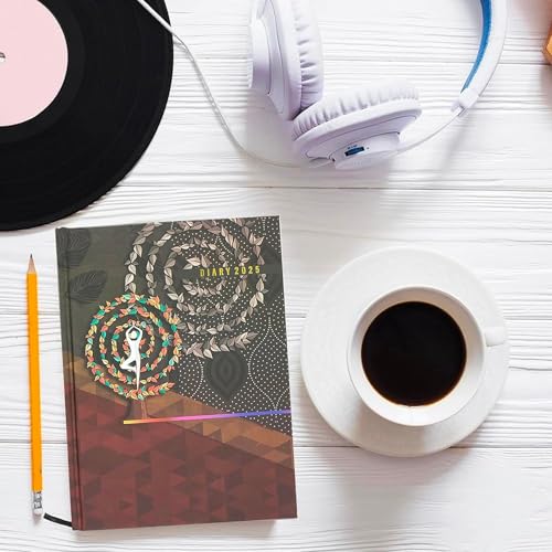 Image of TULMAN 2 Pack A5 Hard Bound 2025 Journal Diary - Yoga Motivational Planner & Creative Writing Perfect for Students, Professionals & Gift Giving (23 x 17.6 x 1.7) CM