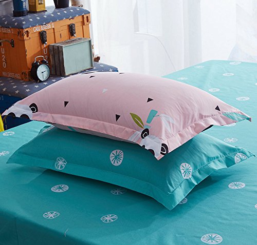 KFZ Kids China kung fu Panda Full Duvet Cover 4 Pieces Cute Panda Bed Sheet with 1 Panda Duvet Cover 1 Flat Sheet and 2 Pillow Covers, Breathable Cute Sheet Set for Room Decor
