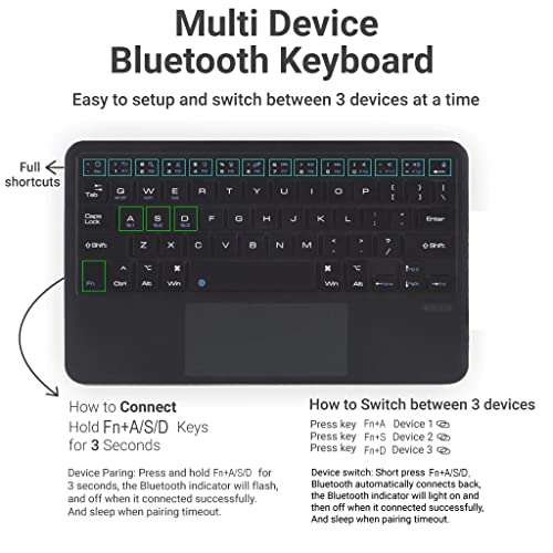 Image of Concept Kart B102 Wireless Keyboard with Touchpad, Ultra-Light Multi Device Connection Smart Trackpad Bluetooth 5.0 Keyboard for iOS, Android, Windows, Tablets, PC, Smartphone