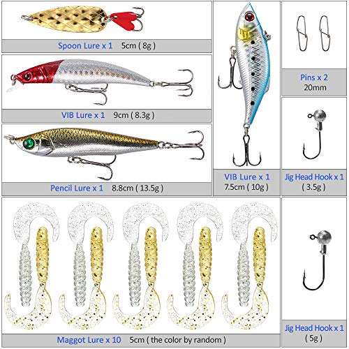 Isca Dura, Andoer Kit de iscas de pesca 18 unidades Caixa de equipamento de pesca com cabeça de gaba