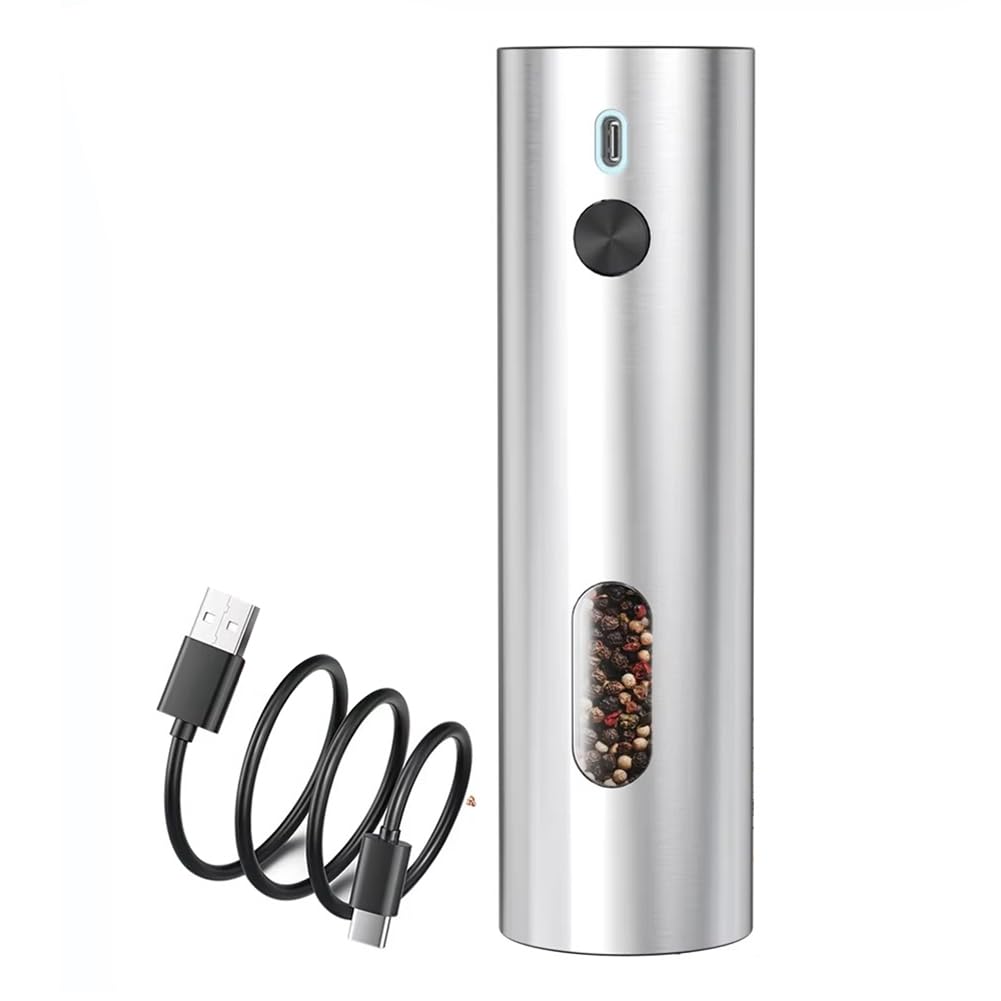 Vjsujehgy USB Rechargeable Electric Salt and Pepper Grinder for Kitchen Tool Adjustable Coarseness Automatic Spice Mill