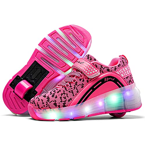 Nsasy Roller Shoes Girls Boys Wheel Shoes Kids Roller Skates Shoes LED Light Up Wheel Shoes for Kids for Children