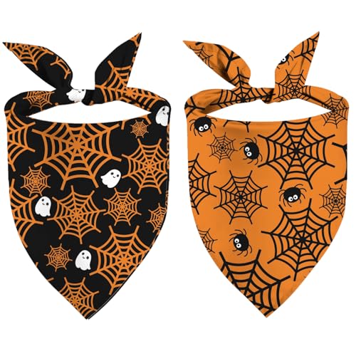 Halloween-Dog-Bandanas-Puppy-Scarf-Ghosts-Spider-Web-Dog-Outfits-2-Pcs-Adjustable-Holiday-Party-Birthday-Triangle-Reversible-Dog-Costume-for-Small-Medium-Large-Dogs Halloween Dog Bandanas Puppy Scarf Ghosts Spider Web Dog Outfits 2 Pcs Adjustable Holiday Party Birthday Triangle Reversible Dog Costume for Small Medium Large Dogs