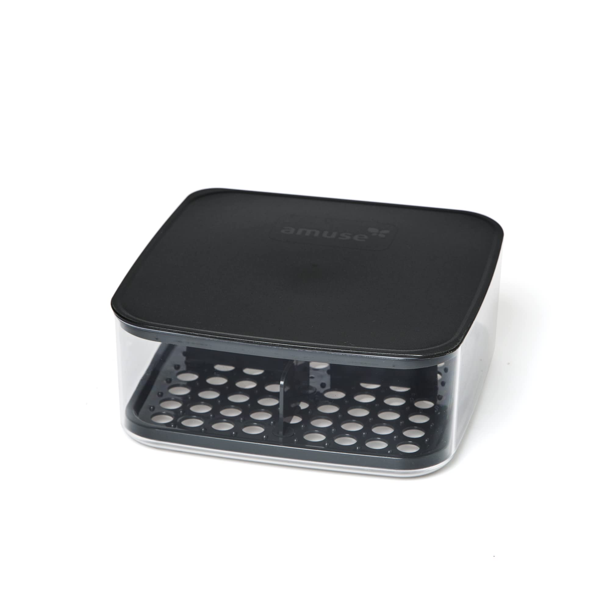 Harfield Black Tableware Amuse Large Speciality Cheese Meat Fridge Food Storage Box Deli Cold Cuts Containers Cheese Saver Adjustable