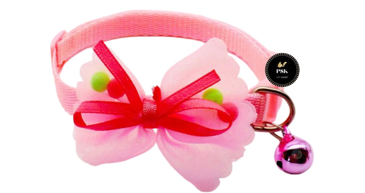 PSK PET MART Cat Collars with Bow Tie and Bell Adjustable Or Certain Necktie Collar for Kitten Cat (Pink) (B0C86MK91V) Amazon Price History, Amazon Price Tracker