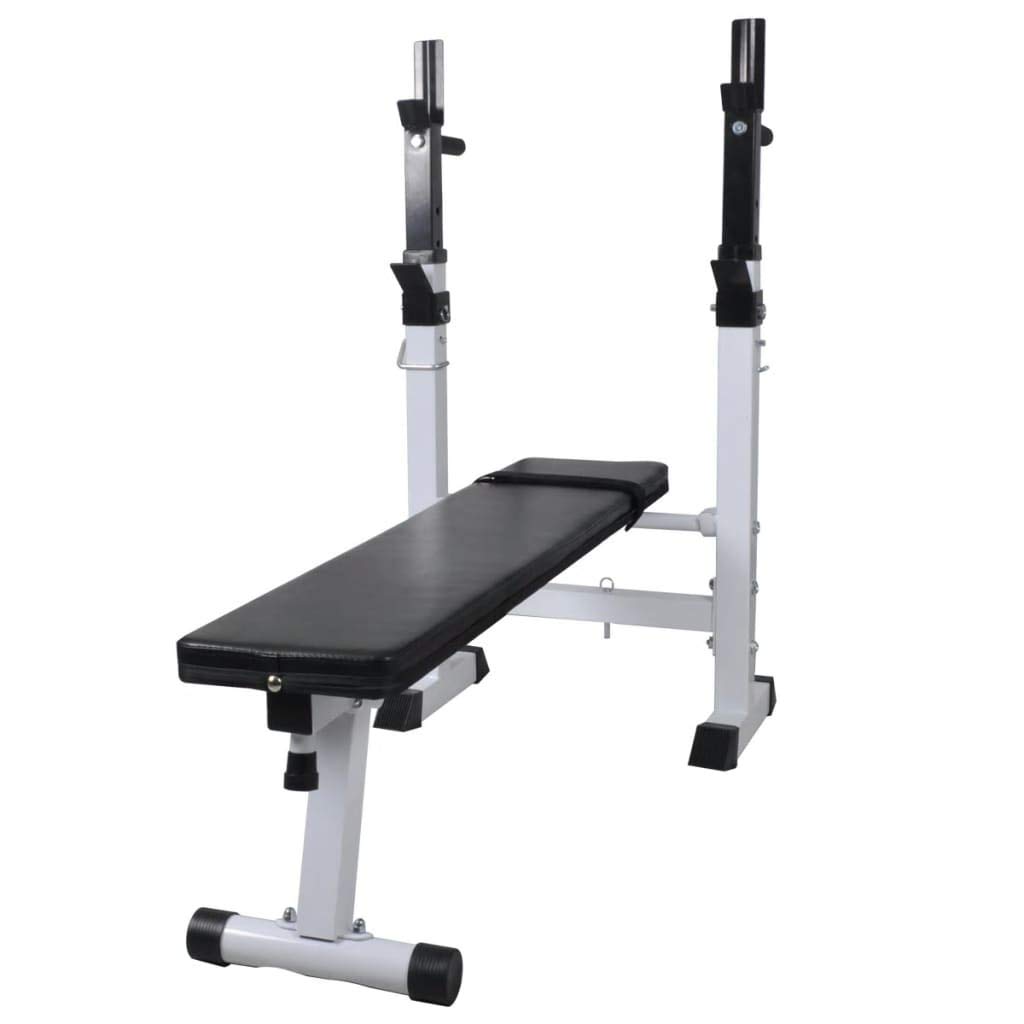 Festnight- Hantelbank mit Ablage, Langhantel und Kurzhantel-Set 60,5 kg | Stahl Fitnessbank | Trainingsbank Max. Belastung 100 kg