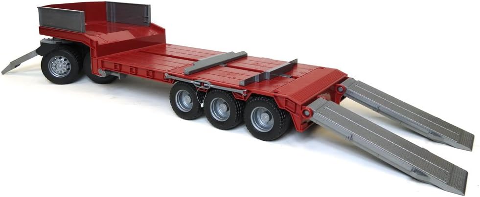 1/16 Bruder Red Tri-axle Low Loader Trailer and Dolly