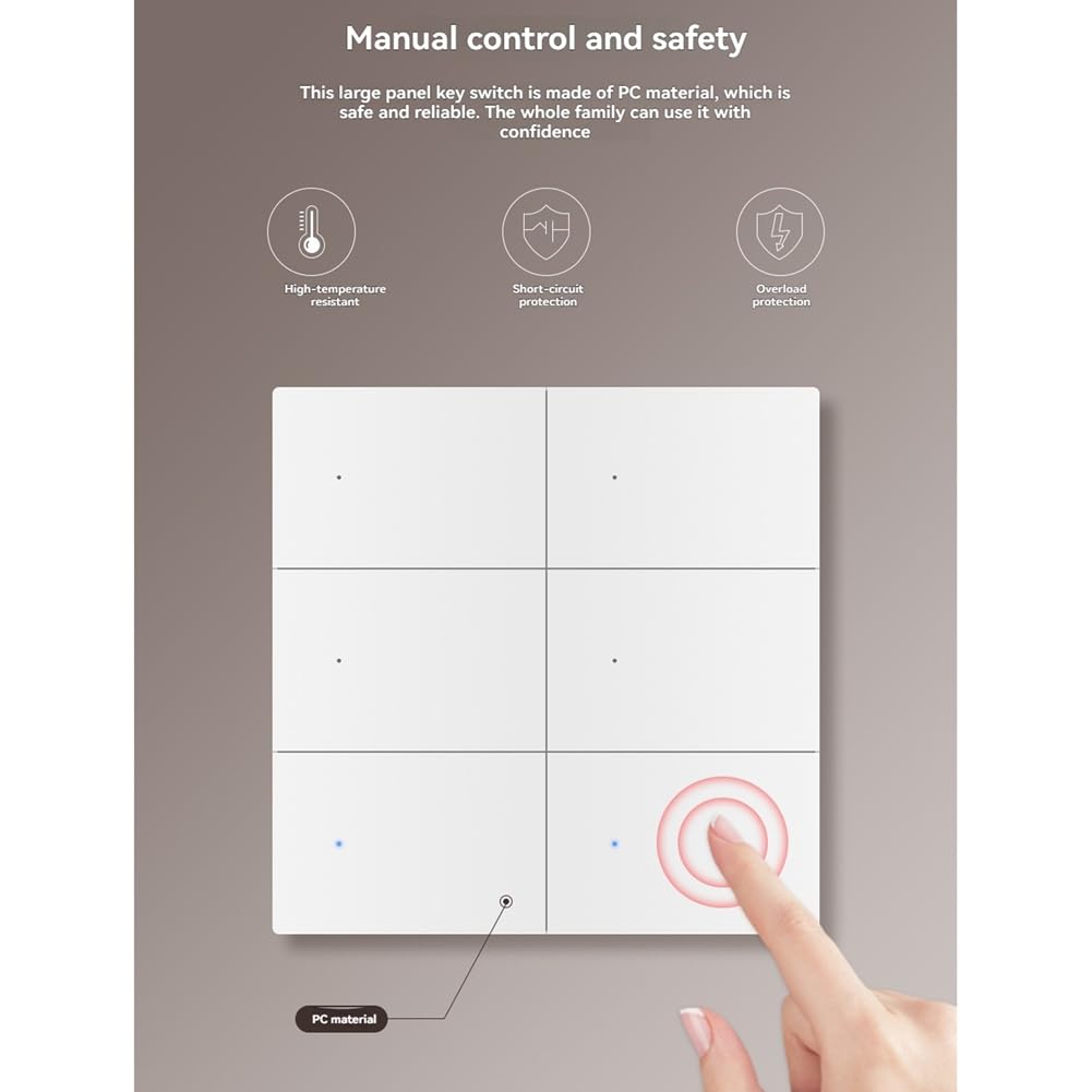 Interrupteur Intelligent WiFi Matter à 6 Voies, Neutre Requis, Application SmartThing, Commande Vocale et à Distance, Minuterie et Scénarios