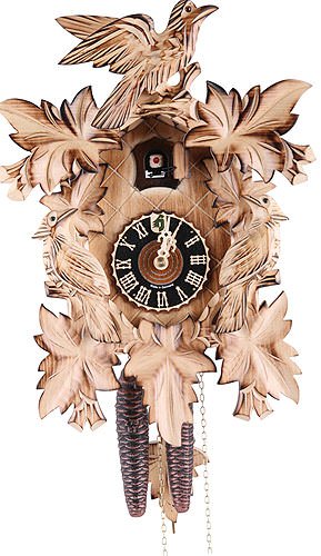 German Cuckoo Clock 1-Day-Movement Carved-Style 14.00 inch - Authentic Black Forest Cuckoo Clock by Hönes