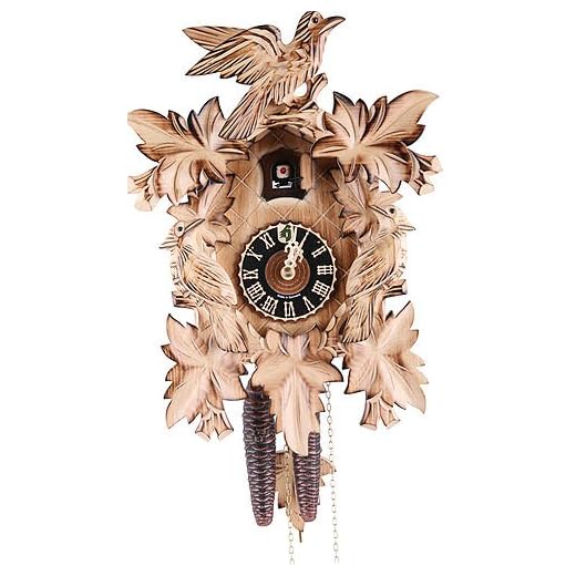 German Cuckoo Clock 1-Day-Movement Carved-Style 14.00 inch - Authentic Black Forest Cuckoo Clock by Hönes