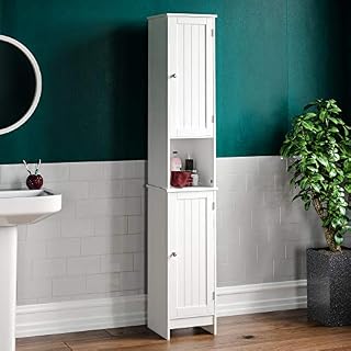 Bath Vida Priano Bathroom Cabinet Storage Cupboard Floor Standing Wooden Tallboy Unit, White