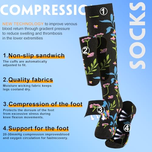 Image of bropite Compression Socks for Women &Men Circulation-Support Knee High Socks 20-30 mmhg-Best for Running,Medical,Nurse,Travel