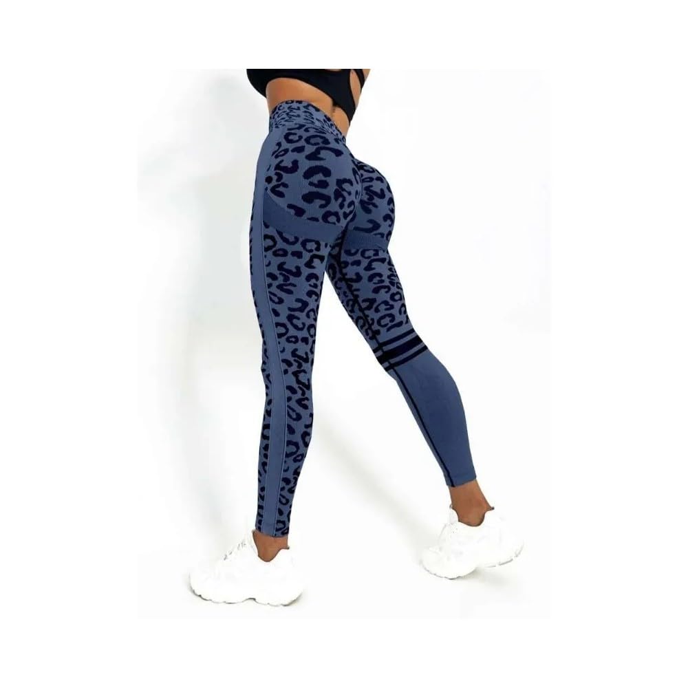 DYRBF - Leggings da donna a vita alta, senza cuciture, stampa leopardata, per yoga, controllo della pancia, per sollevamento dei glutei, per palestra, allenamento, corsa