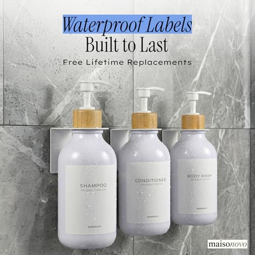 Image of MaisoNovo Shampoo and Conditioner Dispenser|Refillable White Bamboo 3-Pack