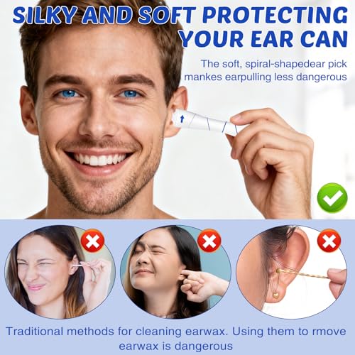 Ohrenschmalz Entferner - Ohrenreiniger, Ear cleaner, 360°Spirale Silikon Ohr Reinigung Kit Mit 16 Sicheres Ersatzköpfen, Sicheres und Weiches Ohren Reinigung für Kinder Erwachsene und Alle Familien