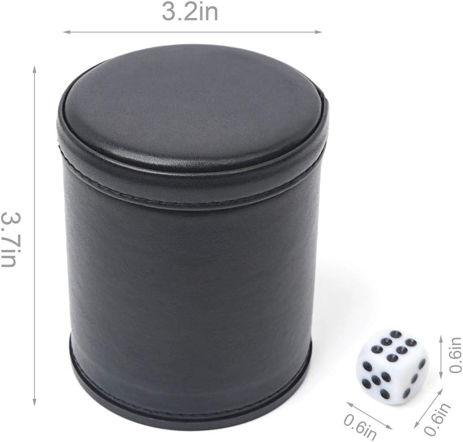 TUZAMA Felt Lined Professional Dice Cup - with 6 Dice Quiet for Yahtzee Game