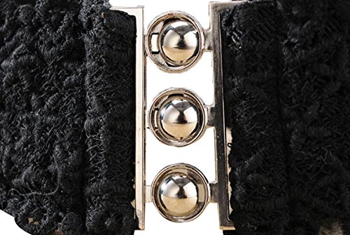 TRENDY XU Lace Wide Decorative Waist Belts Elastic Interlocking Buckles Waistband4