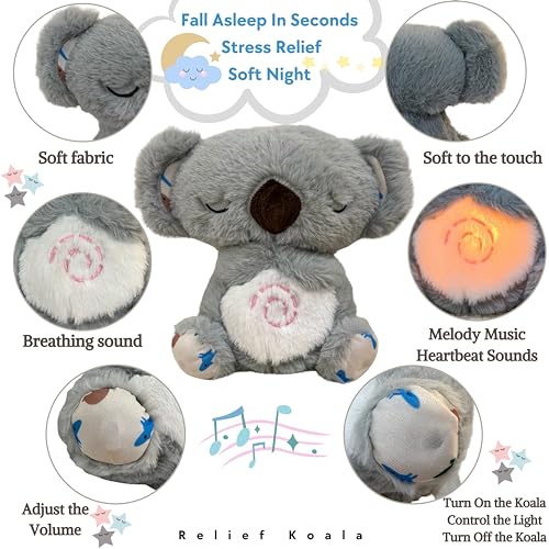 JULIDREAM Anxiety Relief Koala, Breathing Teddy Bear with Calming Music, Lights, Sleeping Otter Plush, Soothing Koala for Adults & Kids, Stress Relief Stuffed Animal (3-Level Adjustable Volume) by JULIDREAM - Used condition - Image 7