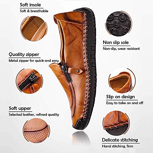 JEBU Men's Oxford Leather Handmade Casual Work Business Breathable Non-Slip Light Boat Shoes Loafers4