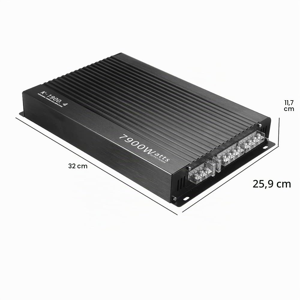 Shkalacar Amplificateur Audio Voiture De Puissance, 4 canaux Amplificateur Haute Puissance 7900W. Amplificateur de Puissance stéréo pour Voiture 12,0 V à Quatre Voies Classe A/B