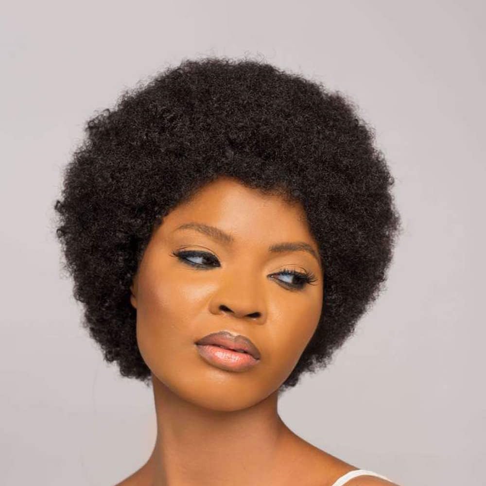 Short Human Hair Afro Kinky Curly Wigs for Black Women Pixie Cut Curly Wigs Black No Lace Curly Afro Hair Wigs 1B Color