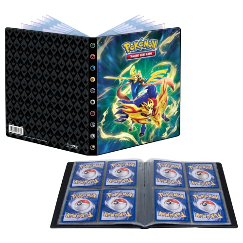 Ultra PRO - Pokémon Sword & Shield 4-Pocket Portfolio Coroado Espada Zacian e Escudo Coroado Zamazenta, Proteja e armazene até 40 cartas colecionáveis Pokémon tamanho padrão, cartas colecionáveis