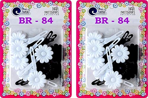 Tara Girls Self Hinge Multi Design Plastic Bow Hair Barrettes Pack Of 2 (BR84)