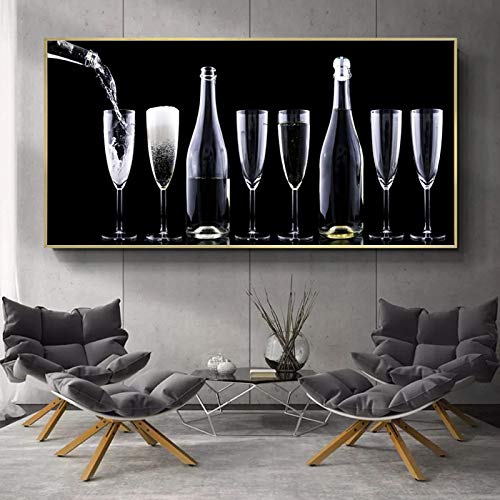Toile grand format verre à vin pour habiller un grand mur vide de salon