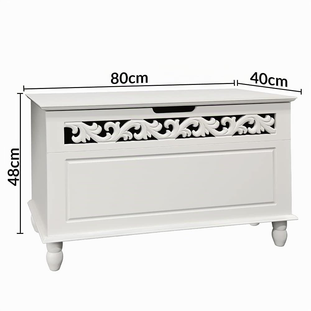 CASARIA® Cassapanca Shabby Contenitore Stile Country 80x40x48cm Baule in Legno Bianco Box Contenitore Salvaspazio Arredamento Casa Arredo Salotto Mobiletto Multiuso Spazioso Coperchio Ribaltabile